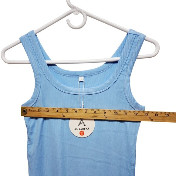 Blue Ribbed Tank Top Anrabess Size S Womens - Picture 8 of 8